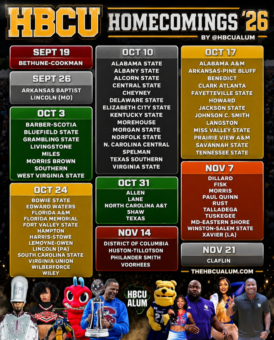 HBCU Homecoming Schedule 2026: Every Fall Date