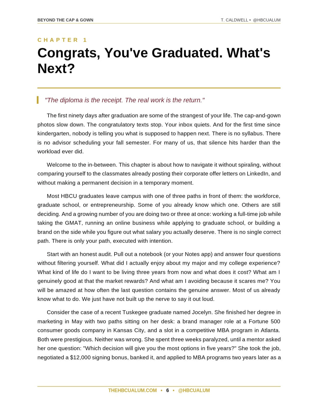 Beyond The Cap and Gown chapter preview, HBCU alumni network activation strategies