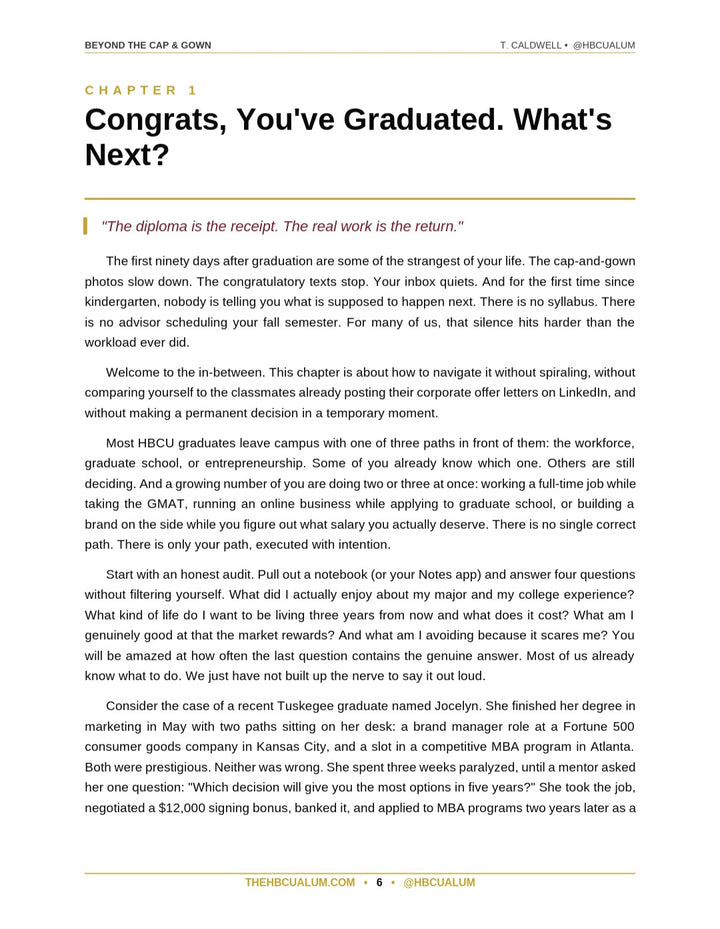 Beyond The Cap and Gown chapter preview, HBCU alumni network activation strategies
